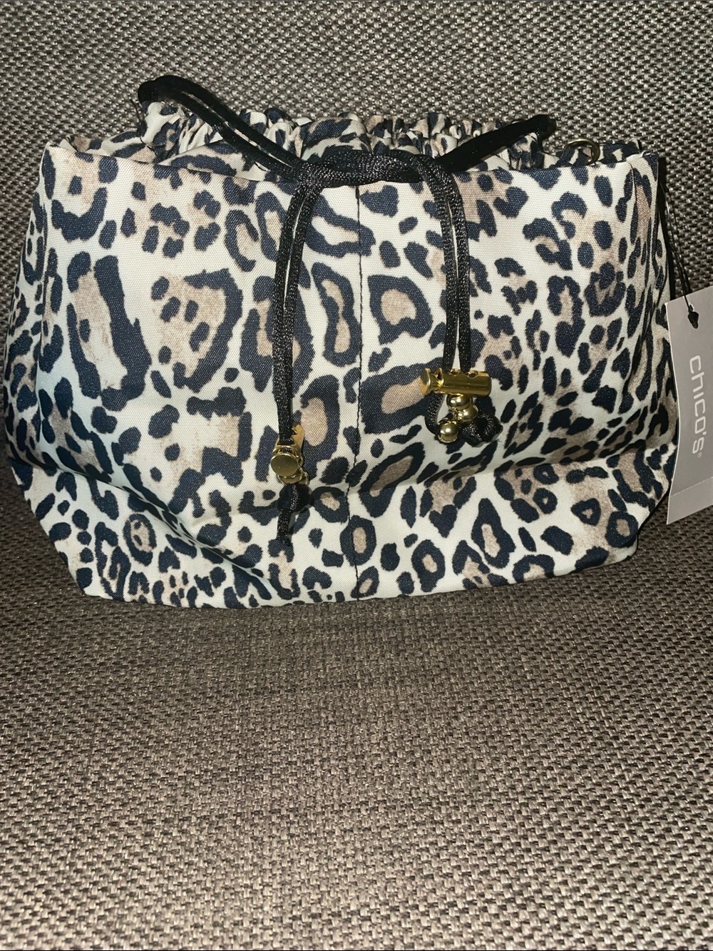 Chico's Leopard-Print Travel Bag 
in Cream, Black & Tan